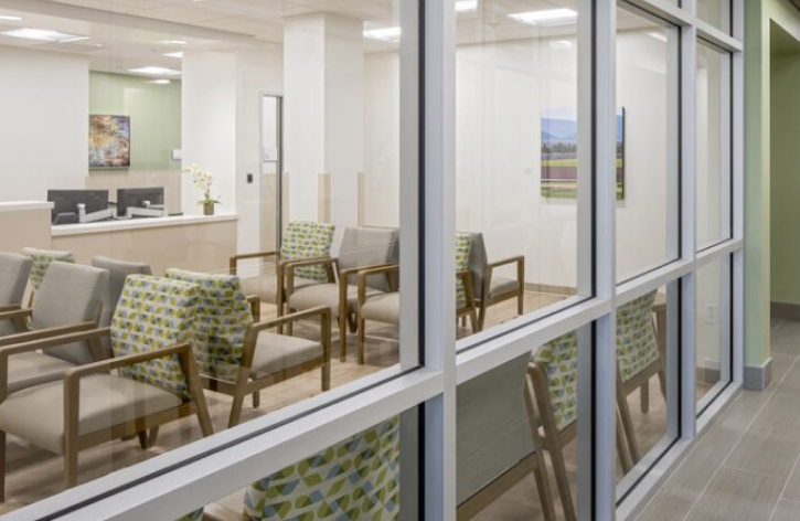 waiting room with glass windows